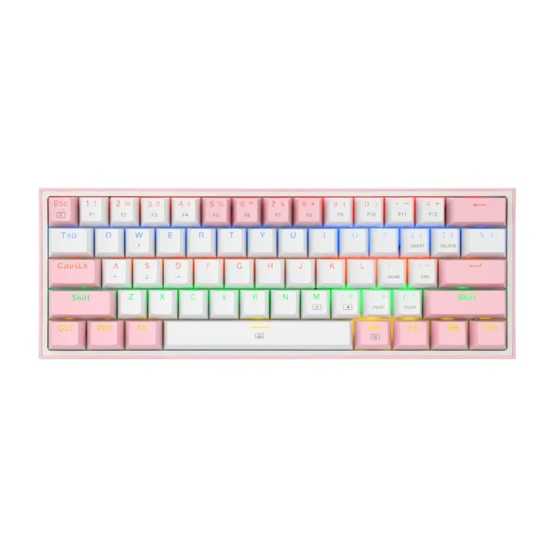 CLAVIER MECANIQUE GAMING REDRAGON FIZZ RAINBOW K617-R WHITE PINK